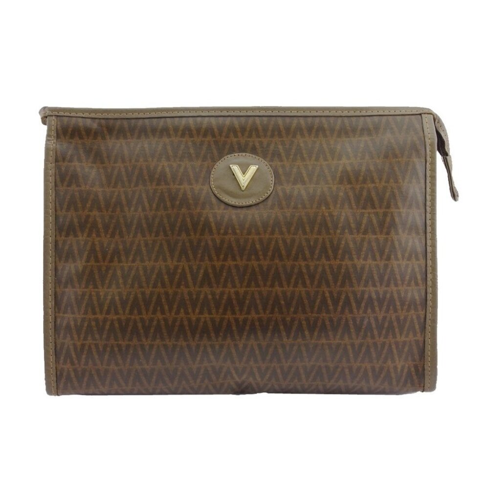 MARIO VALENTINO Clutch bag Brown x beige x gold Women Authentic secondhand